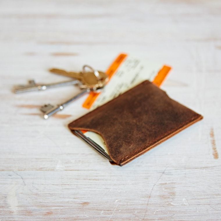 Zipper Credit Card Wallet - Handmade Leather Wallet and Pouch